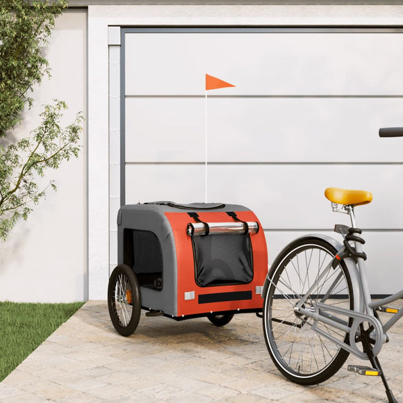 NNEVL Dog Bike Trailer Orange and Grey Oxford Fabric and Iron