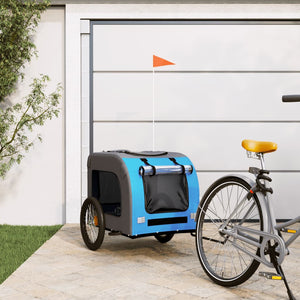 NNEVL Dog Bike Trailer Blue and Grey Oxford Fabric and Iron