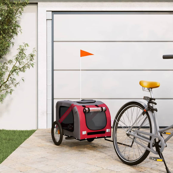NNEVL Dog Bike Trailer Red and Grey Oxford Fabric and Iron