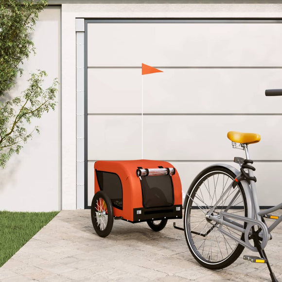 NNEVL Dog Bike Trailer Orange and Black Oxford Fabric and Iron