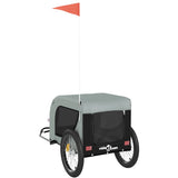 NNEVL Dog Bike Trailer Grey and Black Oxford Fabric and Iron