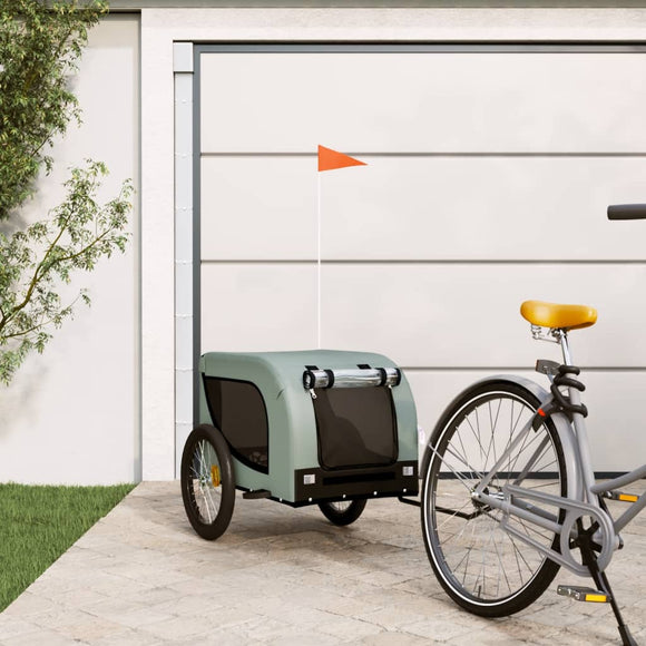 NNEVL Dog Bike Trailer Grey and Black Oxford Fabric and Iron