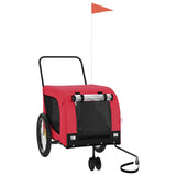 NNEVL Dog Bike Trailer Red and Black Oxford Fabric and Iron