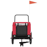 NNEVL Dog Bike Trailer Red and Black Oxford Fabric and Iron