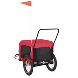 NNEVL Dog Bike Trailer Red and Black Oxford Fabric and Iron