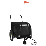 NNEVL Dog Bike Trailer Black Oxford Fabric and Iron