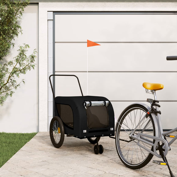 NNEVL Dog Bike Trailer Black Oxford Fabric and Iron