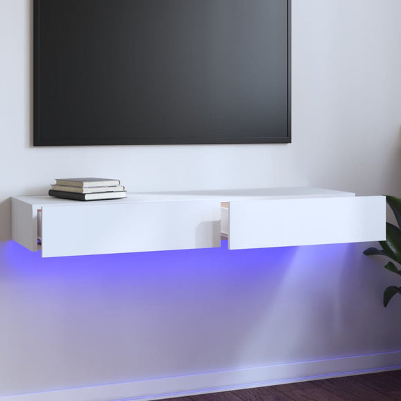 NNEVL TV Cabinet with LED Lights White 120x35x15.5 cm