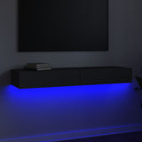 NNEVL TV Cabinet with LED Lights Grey 120x35x15.5 cm
