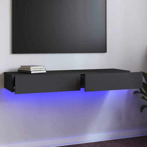 NNEVL TV Cabinet with LED Lights Grey 120x35x15.5 cm