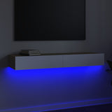 NNEVL TV Cabinet with LED Lights White and Sonoma Oak 120x35x15.5 cm