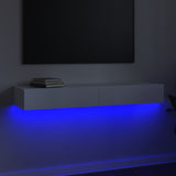 NNEVL TV Cabinet with LED Lights High Gloss White 120x35x15.5 cm