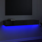 NNEVL TV Cabinet with LED Lights High Gloss Grey 120x35x15.5 cm