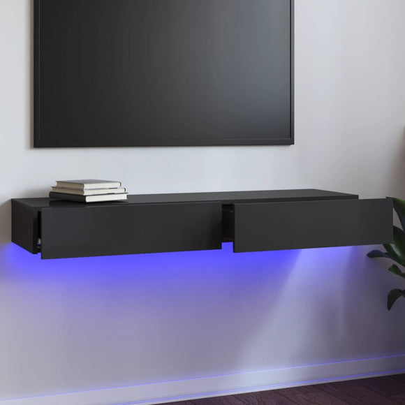 NNEVL TV Cabinet with LED Lights High Gloss Grey 120x35x15.5 cm