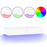 NNEVL TV Cabinet with LED Lights White 90x35x15.5 cm