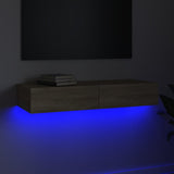 NNEVL TV Cabinet with LED Lights Sonoma Oak 90x35x15.5 cm