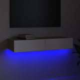 NNEVL TV Cabinet with LED Lights White and Sonoma Oak 90x35x15.5 cm