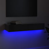NNEVL TV Cabinet with LED Lights High Gloss Grey 90x35x15.5 cm
