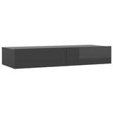 NNEVL TV Cabinet with LED Lights High Gloss Grey 90x35x15.5 cm