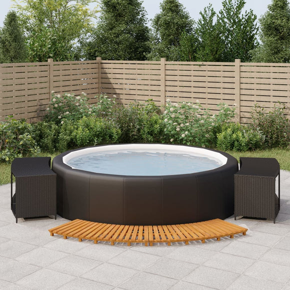 NNEVL Hot Tub Surround Black Poly Rattan and Solid Wood Acacia