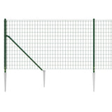 NNEVL Wire Mesh Fence with Spike Anchors Green 0.8x25 m