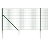 NNEVL Wire Mesh Fence with Spike Anchors Green 1x25 m