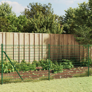 NNEVL Wire Mesh Fence with Spike Anchors Green 1x25 m