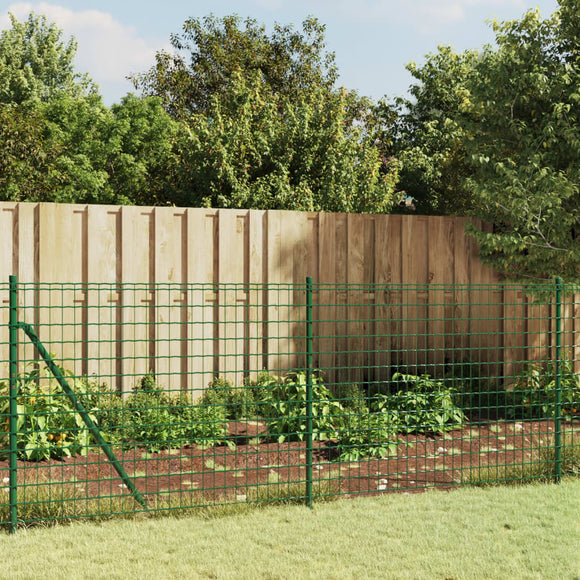 NNEVL Wire Mesh Fence with Spike Anchors Green 1x25 m