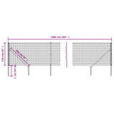 NNEVL Wire Mesh Fence with Spike Anchors Anthracite 1.1x10 m