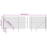 NNEVL Wire Mesh Fence with Spike Anchors Anthracite 1.6x10 m