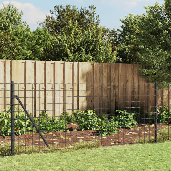 NNEVL Wire Mesh Fence with Spike Anchors Anthracite 0.8x25 m