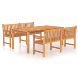NNEVL 3 Piece Garden Dining Set Solid Wood Teak