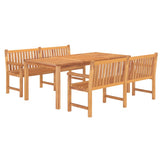 NNEVL 3 Piece Garden Dining Set Solid Wood Teak