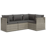 NNEVL 4 Piece Garden Lounge Set with Cushions Grey Poly Rattan