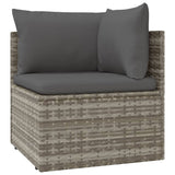 NNEVL 4 Piece Garden Lounge Set with Cushions Grey Poly Rattan