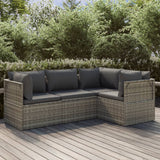NNEVL 4 Piece Garden Lounge Set with Cushions Grey Poly Rattan