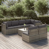 NNEVL 8 Piece Garden Lounge Set with Cushions Grey Poly Rattan