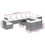 NNEVL 11 Piece Garden Lounge Set with Cushions Grey Poly Rattan