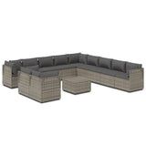 NNEVL 12 Piece Garden Lounge Set with Cushions Grey Poly Rattan