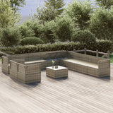 NNEVL 12 Piece Garden Lounge Set with Cushions Grey Poly Rattan