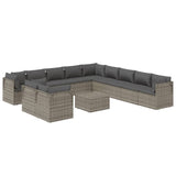 NNEVL 12 Piece Garden Lounge Set with Cushions Grey Poly Rattan