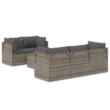 NNEVL 6 Piece Garden Lounge Set with Cushions Grey Poly Rattan