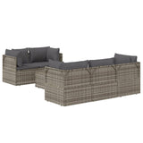 NNEVL 6 Piece Garden Lounge Set with Cushions Grey Poly Rattan