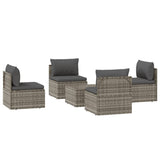 NNEVL 5 Piece Garden Lounge Set with Cushions Grey Poly Rattan