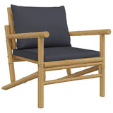 NNEVL 4 Piece Garden Lounge Set with Dark Grey Cushions Bamboo