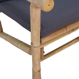 NNEVL 4 Piece Garden Lounge Set with Dark Grey Cushions Bamboo