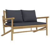 NNEVL 3 Piece Garden Lounge Set with Dark Grey Cushions Bamboo
