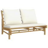 NNEVL 5 Piece Garden Lounge Set with Cream White Cushions Bamboo
