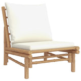 NNEVL 5 Piece Garden Lounge Set with Cream White Cushions Bamboo