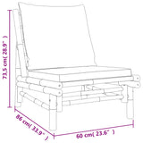 NNEVL 5 Piece Garden Lounge Set with Cream White Cushions Bamboo